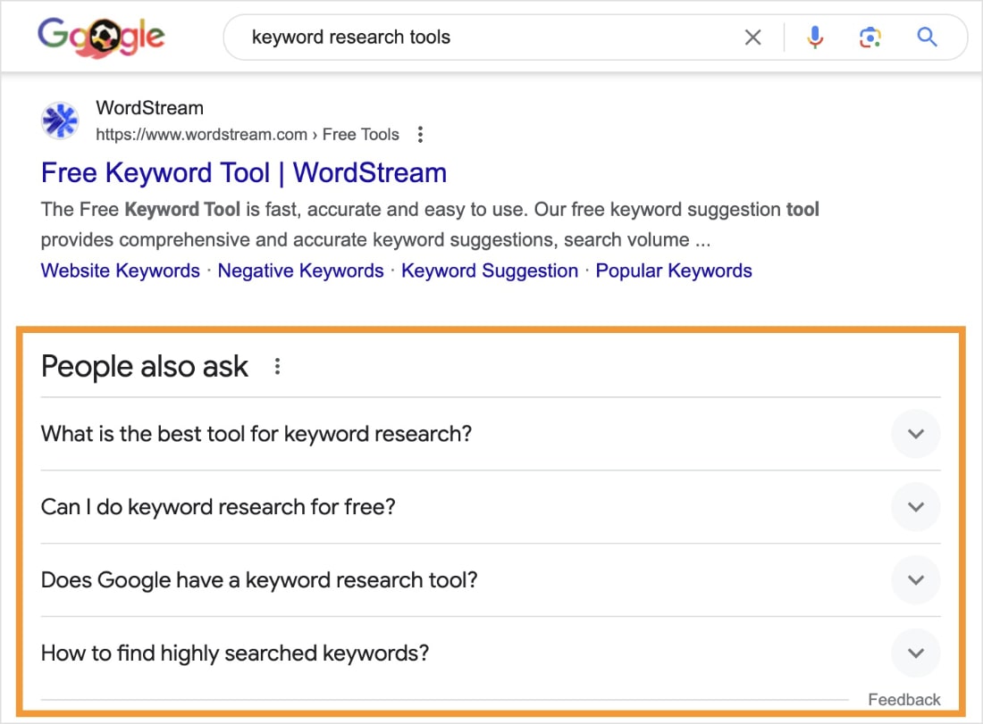 Google People Also Ask box.