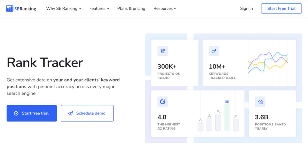 SE Ranking homepage.