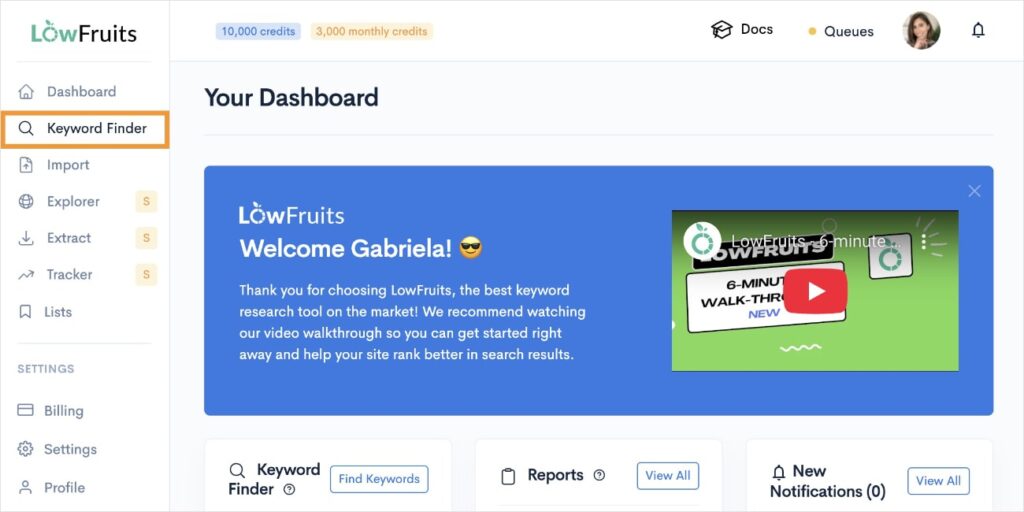 LowFruits Keyword Finder